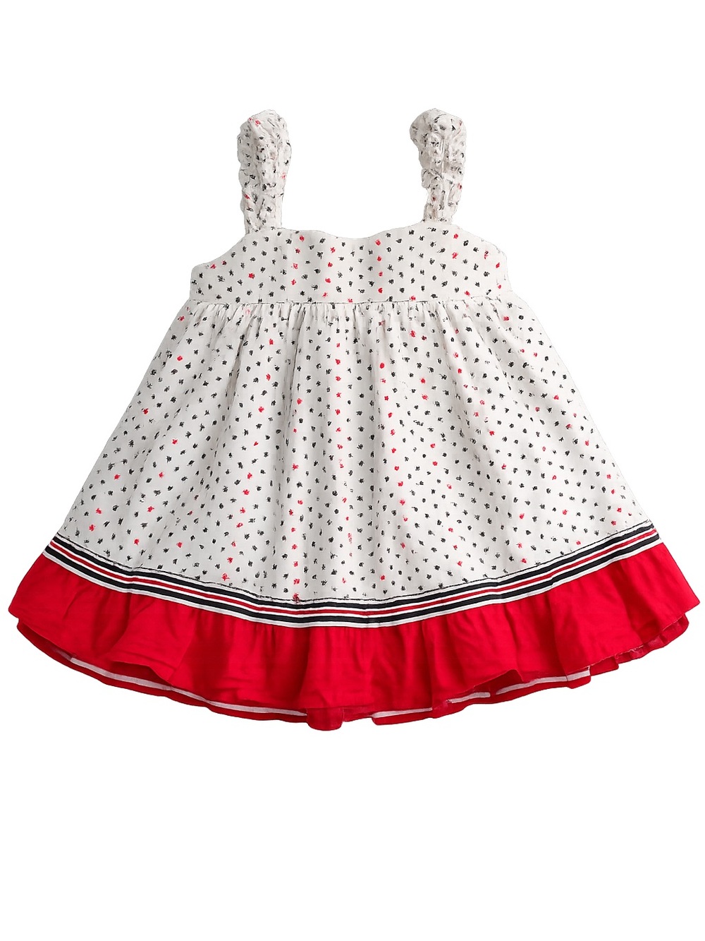 baby Gap Girl white red black stars ruffled baby dress 3-6 months
